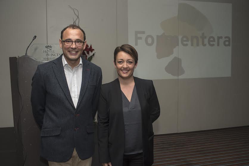 Consejera de Turismo, Alejandra Ferrer, y el Gerente del Patronato de Turismo, Carlos Bernús en la presentación de novedades de Formentera en el Hotel Courtyard by Marriot Madrid Princesa de Madrid. Foto: Miguel Ángel Muñoz